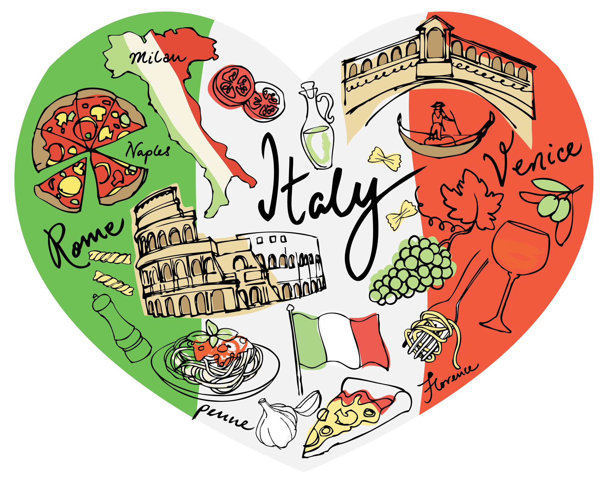 Le drapeau italien et ses 3 couleurs